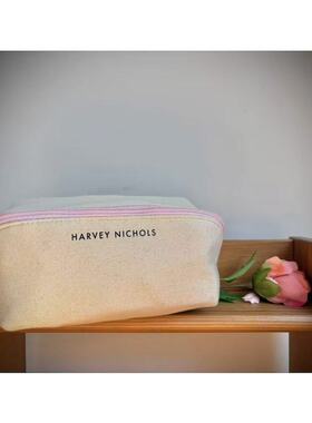 68包邮｜欧洲少量高品英国小众水粉色自然棉布大容量化妆收纳包