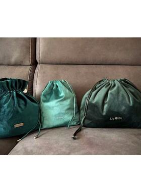 68包邮｜稀有！贵妇品牌高级感祖母复古绿烫银丝绒抽绳束口收纳袋