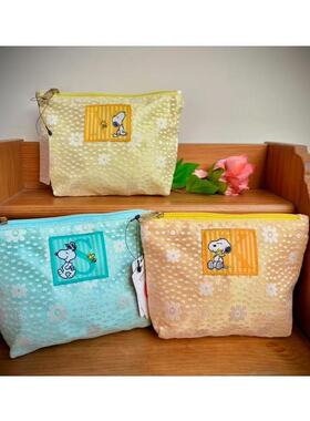 68包邮｜出口日本少量尾货三层蕾丝糖果色经典snoopy中古收纳包袋