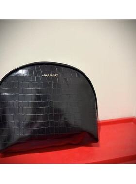 68包邮｜外贸尾货高品质感经典黑色鳄鱼纹pu大容量贝壳化妆收纳包