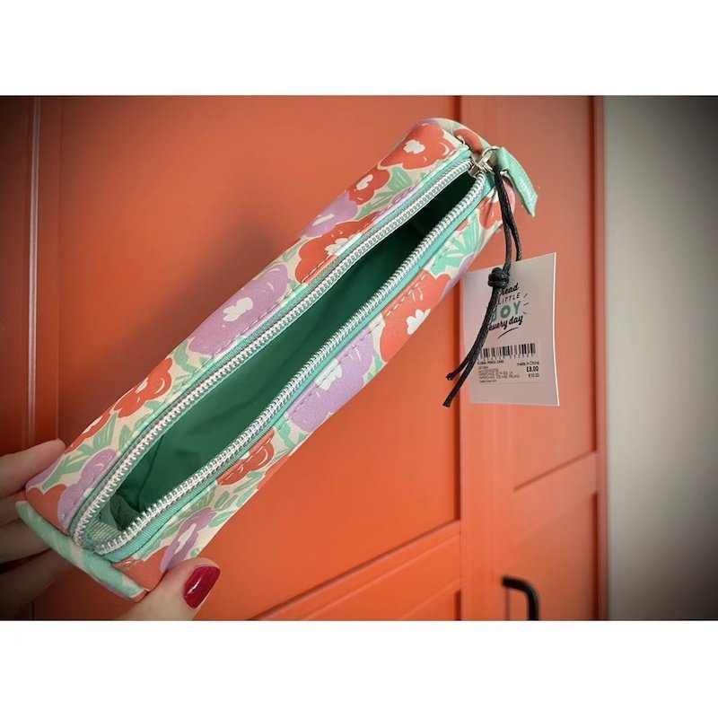 单品包邮｜福利！英国小众品牌paperchase复古pu田园花朵圆筒笔袋