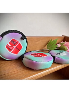 68包邮｜外贸尾货时尚紫色绿色可口可乐太空棉耳机包零钱收纳包