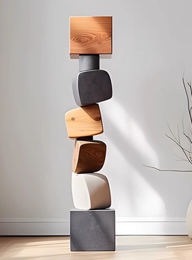 酒店软装样板间玄关雕塑落地摆件家居饰品客厅沙发旁艺术装置摆设