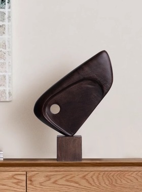 样板房玄关桌面装饰摆件客厅电视柜博古架抽象艺术木雕软装工艺品