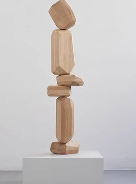 酒店样板间抽象实木雕塑艺术品落地摆件售楼部会所玄关竖高装饰品