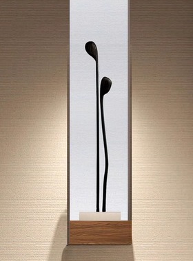 抽象艺术木雕摆件酒店样板间入户玄关壁龛装饰品创意竖高软装摆设