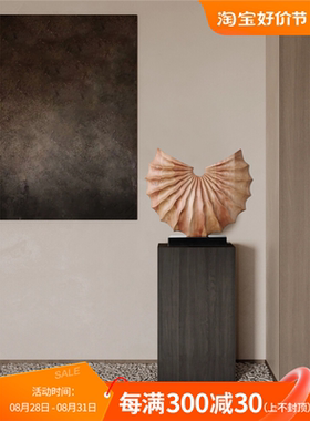 样板间玄关木雕工艺品摆件售楼部酒店大堂软装雕塑艺术装饰