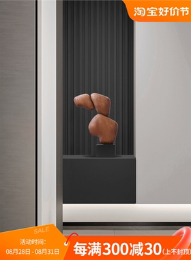 酒店样板间抽象艺术木雕摆件创意家居玄关台面软装饰品实木工艺品