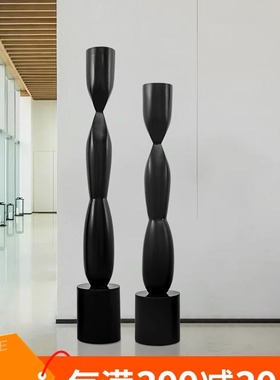 酒店大堂过道玄关落地摆件门店橱窗木雕装饰品楼梯角雕塑艺术装置