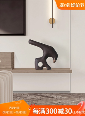 酒店样板间抽象木雕艺术大摆件家居饰品客厅玄关装饰品软装工艺品