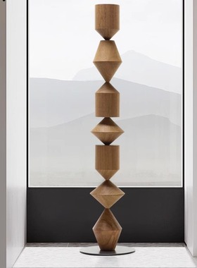 无尽之柱酒店样板间木雕落地摆件售楼处软装玄关装饰竖高艺术雕塑