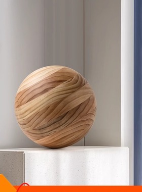 实木圆球摆件酒店样板间木质工艺品客厅玄关装饰艺术装置桌面摆放