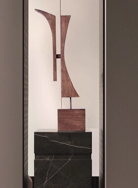 设计师极简抽象实木艺术品玄关装饰摆件样板房客厅电视柜家居饰品