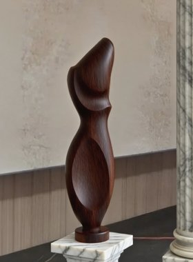 现代简约创意抽象实木几何雕塑摆件售楼处样板间酒店玄关装饰品
