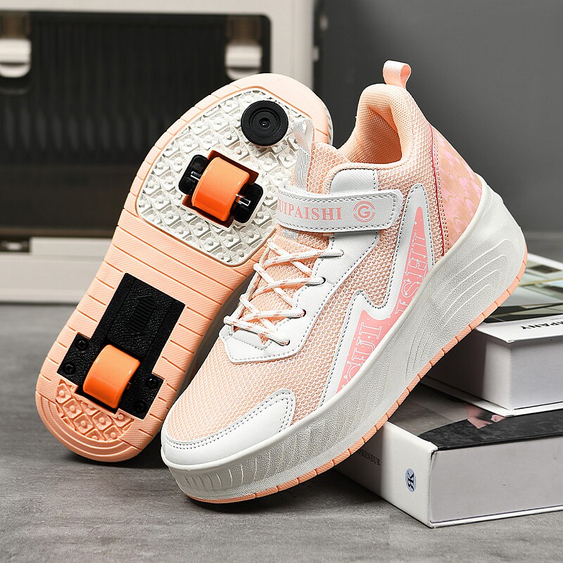 女童暴走鞋带刹车儿童滑轮鞋轮双轮可收缩隐形运动暴走轮滑鞋学生