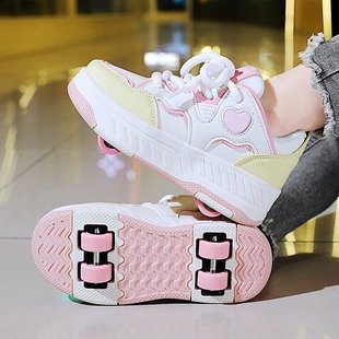 暴走鞋女童儿童隐形四轮运动飞行鞋中大童小学生暴走轮滑鞋可拆卸