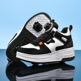暴走鞋男童鞋子加绒保暖学生儿童飞行鞋成人暴走轮滑鞋隐形可收缩