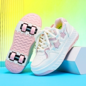 女孩小学生运动隐形儿童暴走轮滑鞋 溜冰鞋 子 四轮飞行鞋 女童暴走鞋