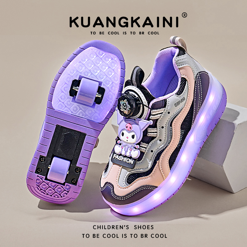 暴走鞋一键可收缩隐形女童暴走轮滑鞋儿童鞋子学生双轮飞行运动鞋