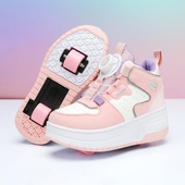 儿童暴走轮滑鞋 双轮隐形一键可收缩学生溜冰鞋 女童2025新款 暴走鞋