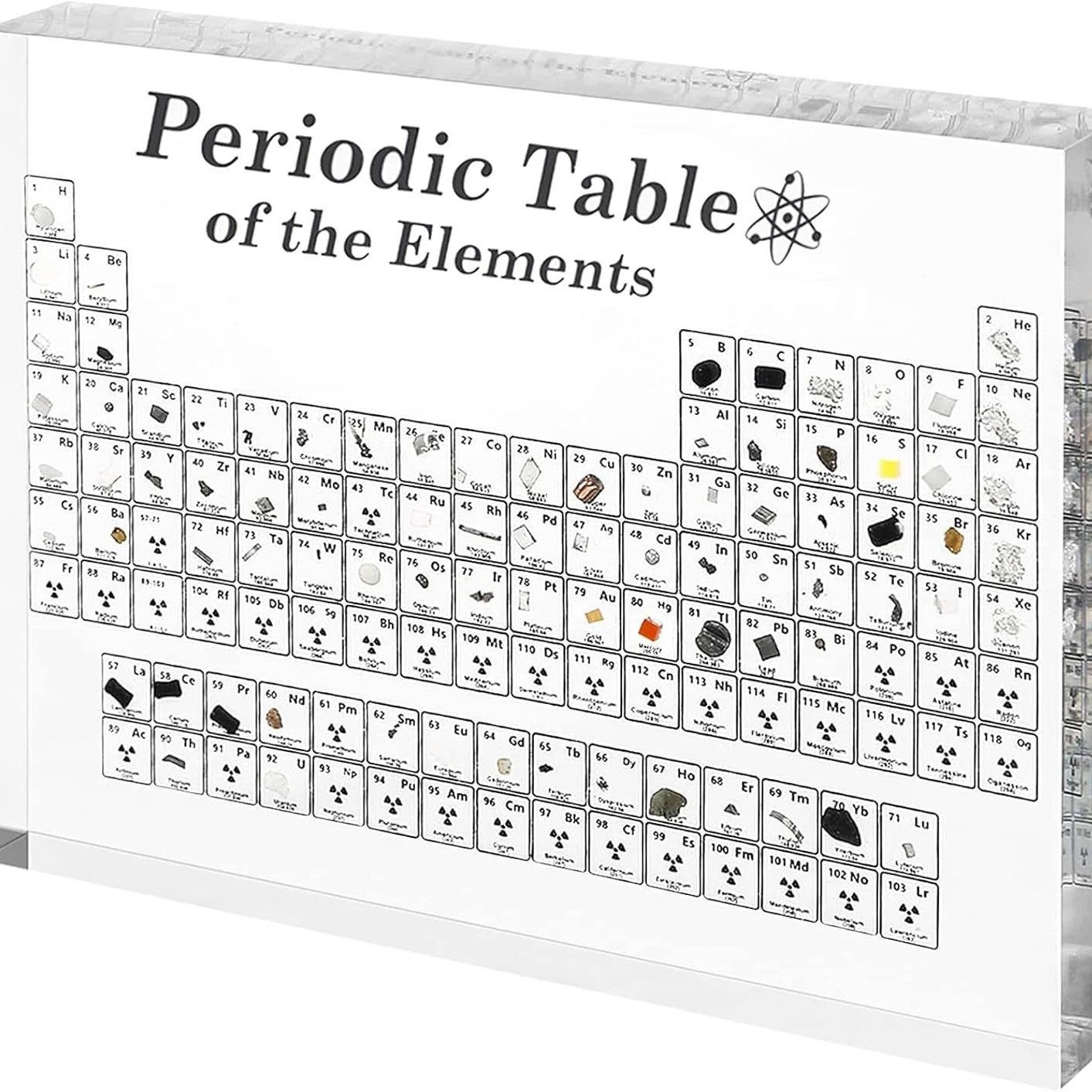83种实物内嵌周期表内有真实元素 6 x 4.5 x 1 英寸化学礼物摆件