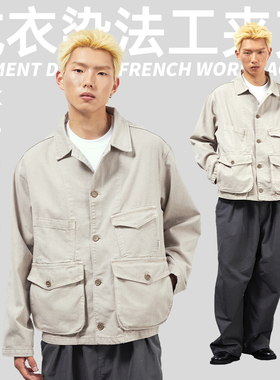 TBALLER 2026新款重水洗法工夹克男潮牌巴恩风复古做旧重磅ROW风