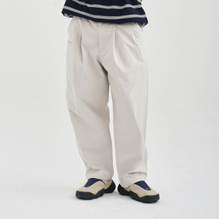 男潮牌日系休闲纯棉纯色直筒长裤 双褶chino布裤 2023新款 TBALLER