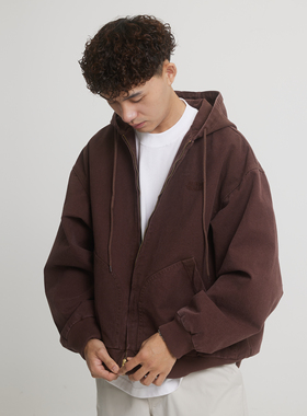 TBALLER 2023新款重磅帆布连帽夹克潮牌工装日系水洗复古cleanfit