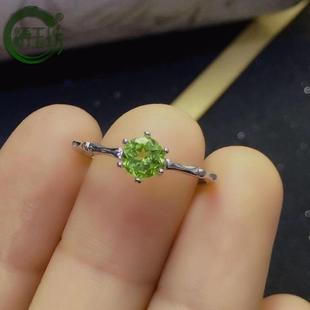 洅玉坊不计成本捡漏分天女然橄榄石戒指纯银时尚 日轻奢韩精致指环