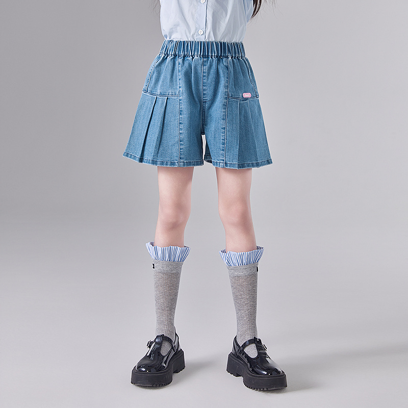 笛莎官方童装儿童女童裤子2025夏季新款中大童轻薄休闲牛仔短裤