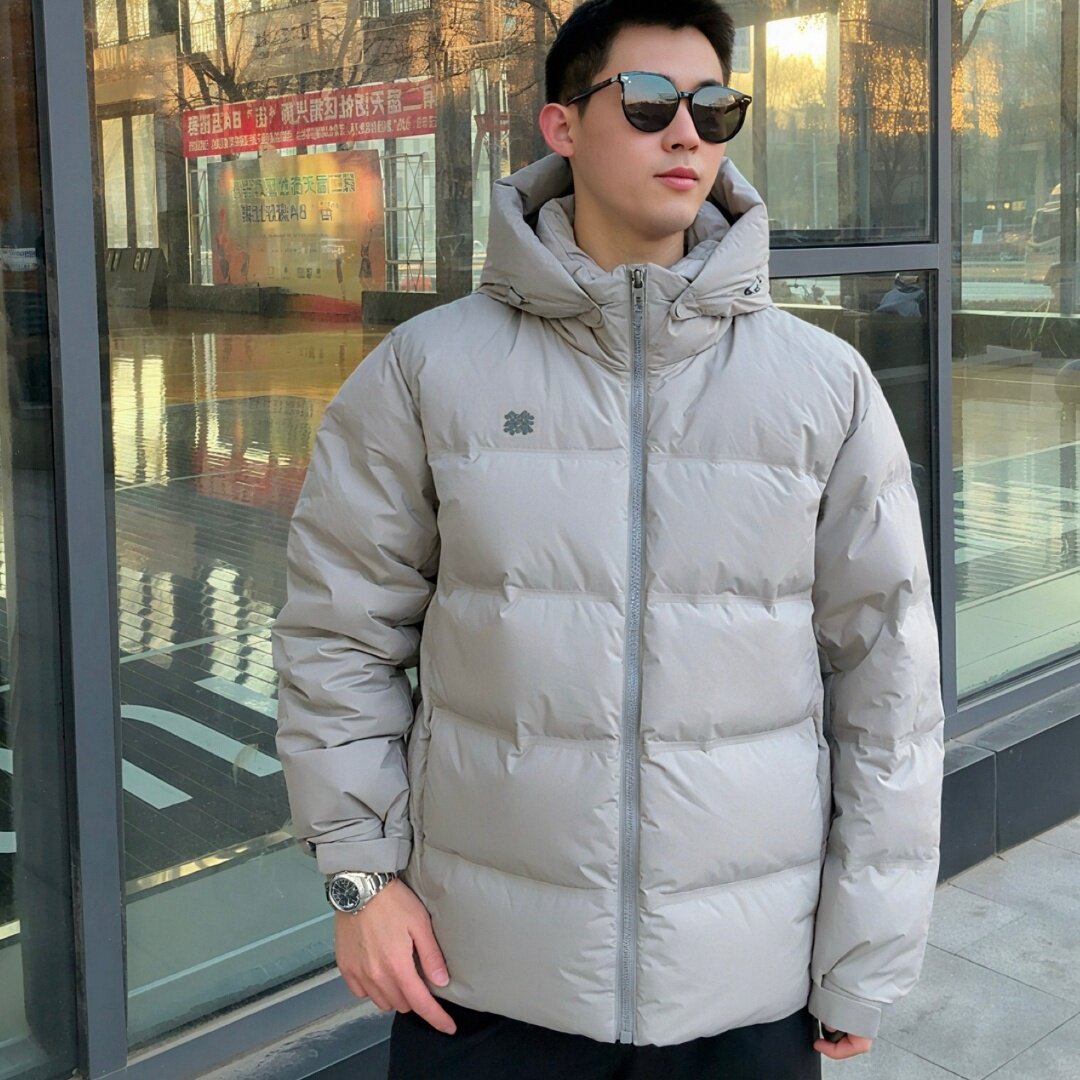 韩国直邮连帽羽绒服纯色保暖外套