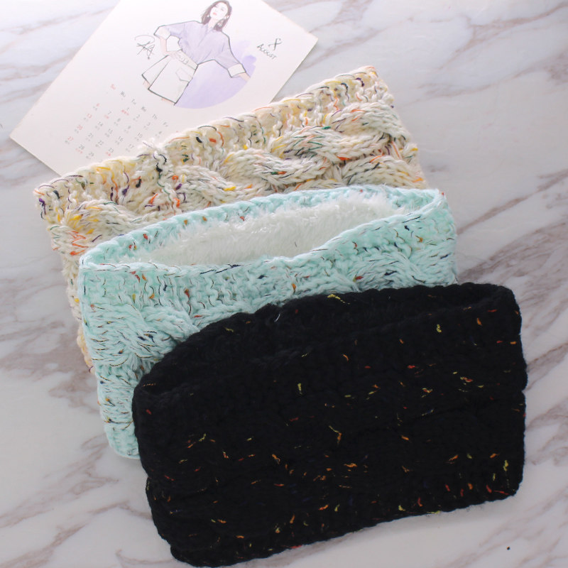 无顶加厚针织带发头套马尾帽子