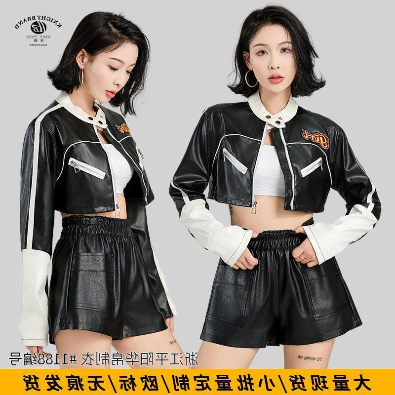 街头皮衣欧美女性机车潮人外套感辣妹跨境撞色个性皮质冬短款2024