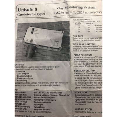 Johnson Controls GS230-HFC  YORK GS230 Gas detector