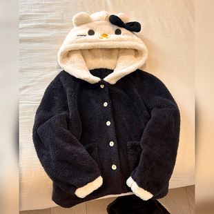 冬高级感可爱家居服珊瑚绒保暖套装 〖黑糖猫猫〗睡衣女款 2025新款