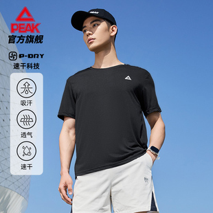 T恤男夏季 体恤吸湿透气训练服跑步圆领健身上衣男 短袖 匹克速干T