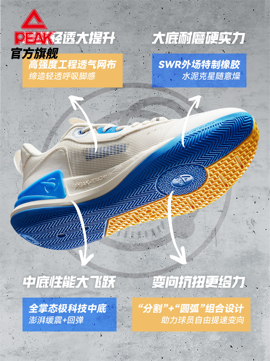 Peak Ranger 2.0 basketball shoes, men's shoes, summer breathable outfield combat shoes, shock-absorbing and wear-resistant sneakers