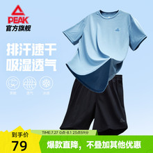 匹克速干套装男夏季新款官方透气运动服休闲上衣短袖短裤训练跑步