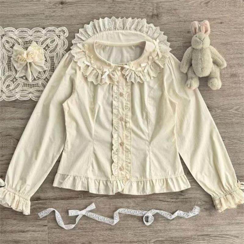 日系软妹lolita衬衫娃娃领长袖甜美泡泡袖上衣女2026洛丽塔内搭