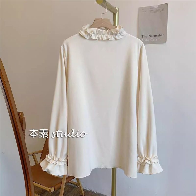 大码300斤森系甜美胖妹妹花边领打底内搭上衣女装套头打底衫推荐