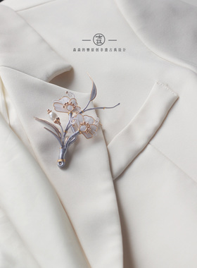 森森的簪丨湘妃 原创非遗绒花胸针 竹叶新中式古风礼物高级感饰品