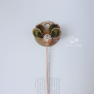 森森的簪丨金甲仙丨原创非遗绒花发簪新中式古风汉服旗袍盘发头饰