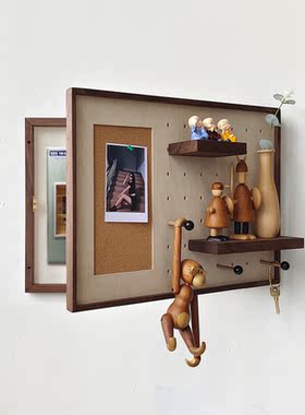 黑胡桃木配电箱洞洞板电表箱遮挡置物架创意北欧生活电闸装饰盒