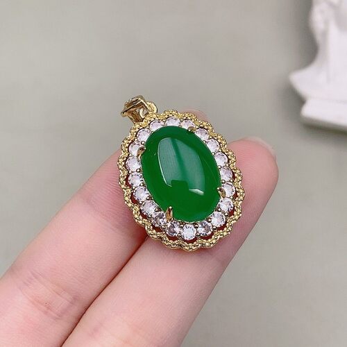 绿玉髓项坠玛瑙链石吊精致