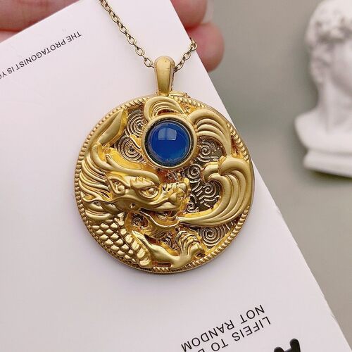 真品蓝玉髓项坠石吊玛瑙链