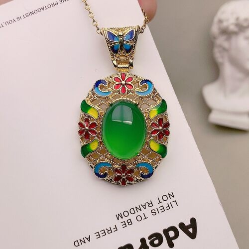 真品绿玛瑙吊坠玉髓项链石