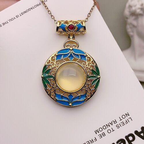 真品白玛瑙吊坠玉髓项石链