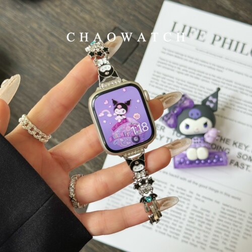 库洛米链条适用于苹果手表表带s11代apple女iwatch109876金属se夏