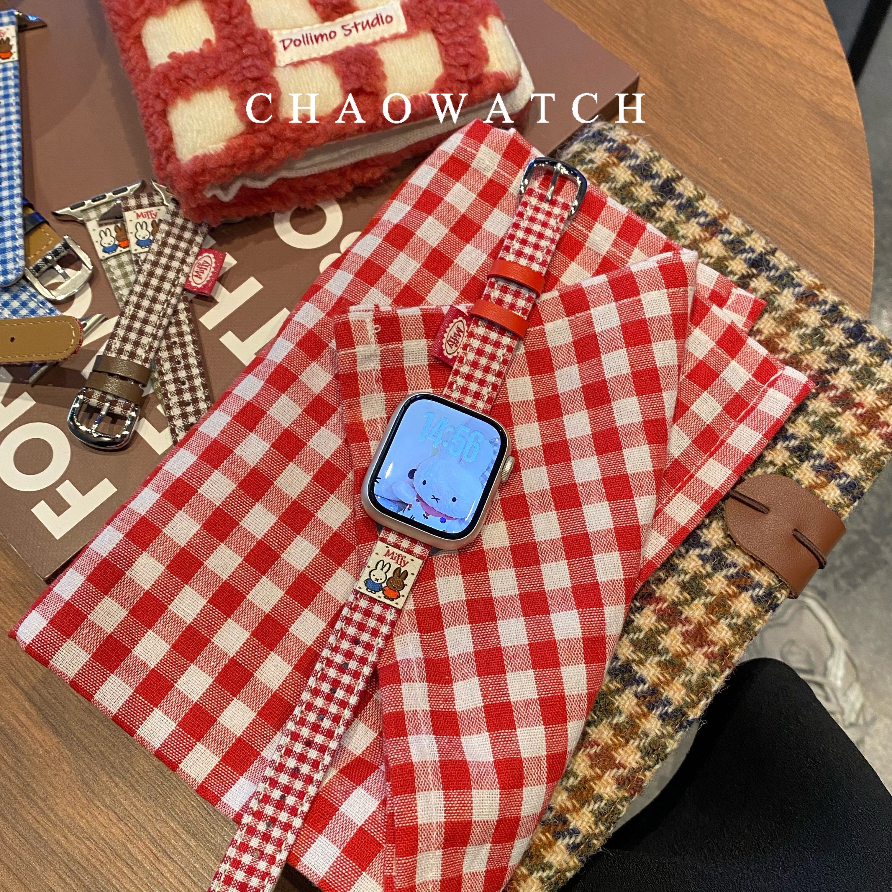 格纹米菲兔适用于苹果手表表带s11代apple女iwatch109876se新年红,智能设备,智能手表手环表带/腕带,淘宝优惠券,粉丝福利购,淘宝优惠卷