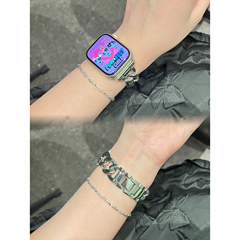 适用苹果手表表带applewatchUltra高级iwatch8女s7金属牛仔扣环s9